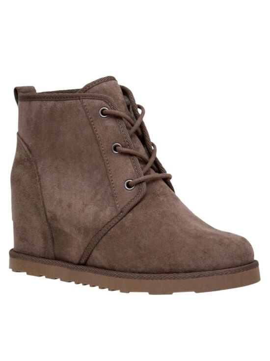 Dunes Shoes - Dunes Kim Laced Up Zippered Bootie In Taupe Size 7